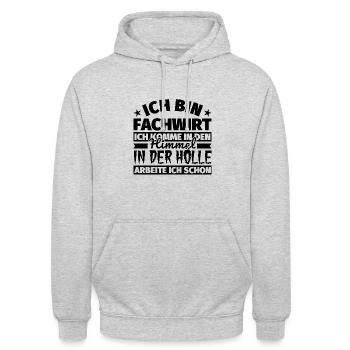 Fachwirt Geschenk lustig Himmel Hölle - Unisex Hoodie - Hellgrau meliert - Vorne - Alina (178cm) & Michal (187cm)
