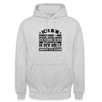 Forschungs- und Entwicklungsingenieurin Geschenk l - Unisex Hoodie - Hellgrau meliert - Vorne - Alina (178cm) & Michal (187cm)