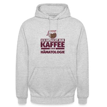 Ich brauche nur Kaffee und Hämatologie - Unisex Hoodie - Hellgrau meliert - Vorne - Alina (178cm) & Michal (187cm)