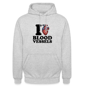 J’adore les vaisseaux sanguins - Sweat-shirt à capuche unisexe - gris clair chiné - Devant - Alina (178cm) & Michal (187cm)