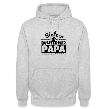 Bullterrier lustig Herrchen Hund - Unisex Hoodie - Hellgrau meliert - Vorne - Alina (178cm) & Michal (187cm)