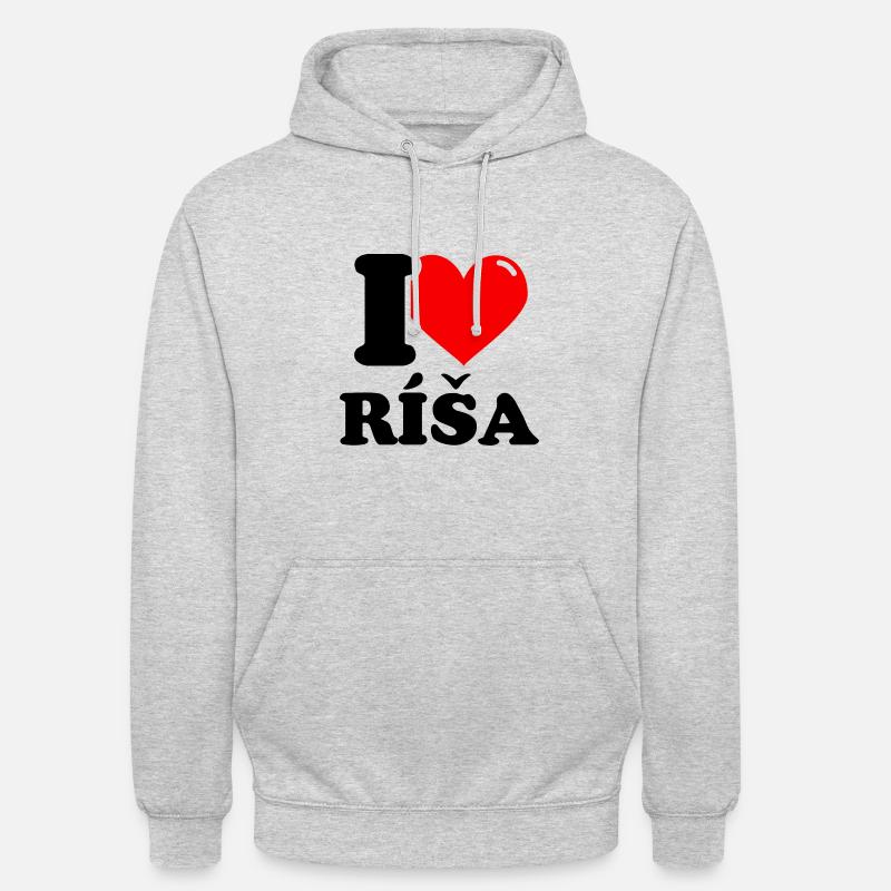 J’aime ríša Prénom - Sweat-shirt à capuche unisexe - gris clair chiné