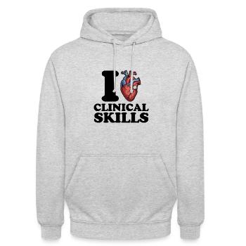 J’aime les compétences cliniques - Sweat-shirt à capuche unisexe - gris clair chiné - Devant - Alina (178cm) & Michal (187cm)