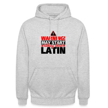 Latein lustiger Spruch - Unisex Hoodie - Hellgrau meliert - Vorne - Alina (178cm) & Michal (187cm)