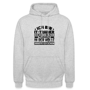 IT-Trainer Geschenk lustig Himmel Hölle - Unisex Hoodie - Hellgrau meliert - Vorne - Alina (178cm) & Michal (187cm)