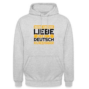 Deutsch Kurzhaar Geschenke lustig - Unisex Hoodie - Hellgrau meliert - Vorne - Alina (178cm) & Michal (187cm)