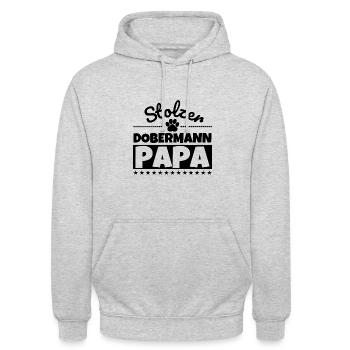 Dobermann lustig Herrchen Hund - Unisex Hoodie - Hellgrau meliert - Vorne - Alina (178cm) & Michal (187cm)