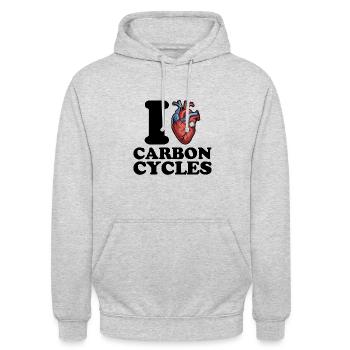 J’adore les cycles du carbone - Sweat-shirt à capuche unisexe - gris clair chiné - Devant - Alina (178cm) & Michal (187cm)