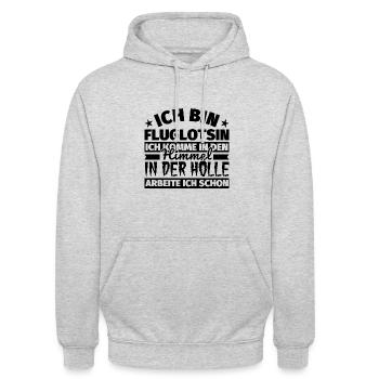Fluglotsin Geschenk lustig Himmel Hölle - Unisex Hoodie - Hellgrau meliert - Vorne - Alina (178cm) & Michal (187cm)