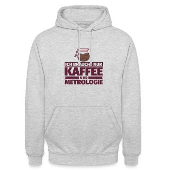Ich brauche nur Kaffee und Metrologie - Unisex Hoodie - Hellgrau meliert - Vorne - Alina (178cm) & Michal (187cm)