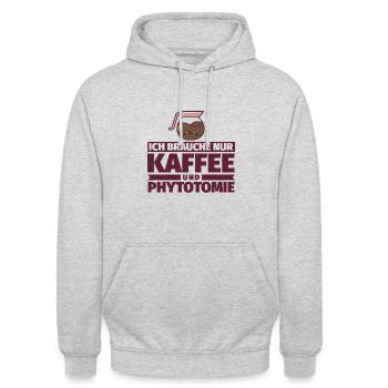 Ich brauche nur Kaffee und Phytotomie - Unisex Hoodie - Hellgrau meliert - Vorne - Alina (178cm) & Michal (187cm)