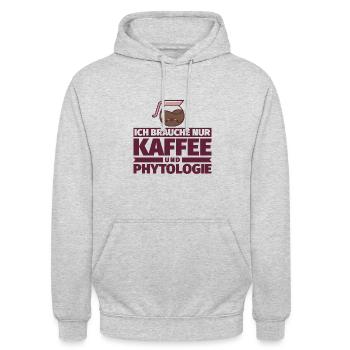 Ich brauche nur Kaffee und Phytologie - Unisex Hoodie - Hellgrau meliert - Vorne - Alina (178cm) & Michal (187cm)