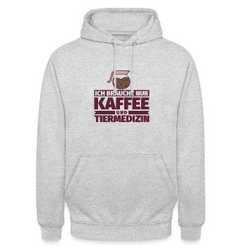 Ich brauche nur Kaffee und Tiermedizin - Unisex Hoodie - Hellgrau meliert - Vorne - Alina (178cm) & Michal (187cm)