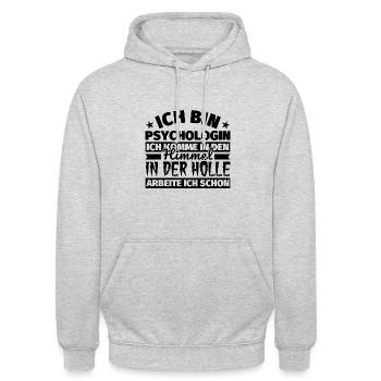 Psychologin Geschenk lustig Himmel Hölle - Unisex Hoodie - Hellgrau meliert - Vorne - Alina (178cm) & Michal (187cm)