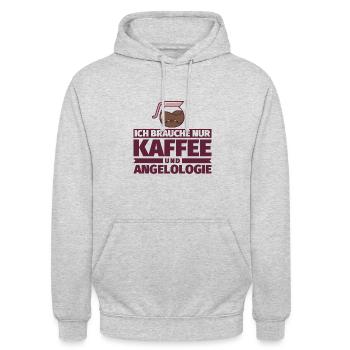 Ich brauche nur Kaffee und Angelologie - Unisex Hoodie - Hellgrau meliert - Vorne - Alina (178cm) & Michal (187cm)