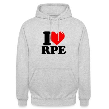Ich liebe RPE - Fitness-Gewichtheben lustig - Unisex Hoodie - Hellgrau meliert - Vorne - Alina (178cm) & Michal (187cm)