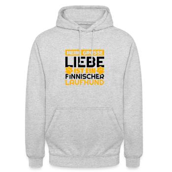 Finnischer Laufhund Geschenke lustig - Unisex Hoodie - Hellgrau meliert - Vorne - Alina (178cm) & Michal (187cm)