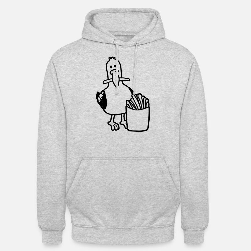 Frites volées mouette heureuse - Sweat-shirt à capuche unisexe - gris clair chiné