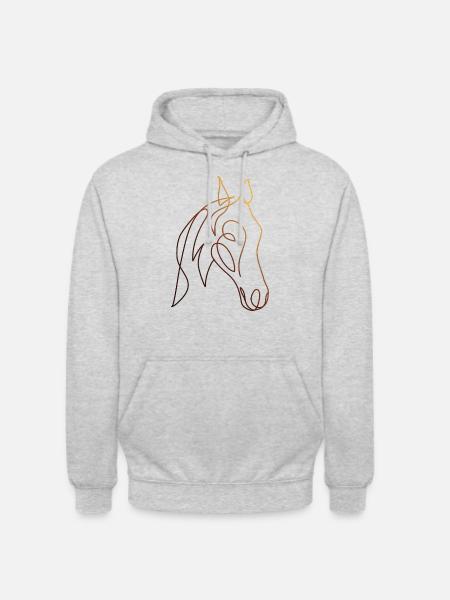 Dessin au trait CHEVAL - Sweat-shirt à capuche unisexe - gris clair chiné