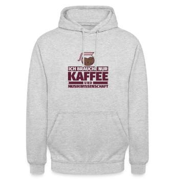 Ich brauche nur Kaffee und Musikwissenschaft - Unisex Hoodie - Hellgrau meliert - Vorne - Alina (178cm) & Michal (187cm)