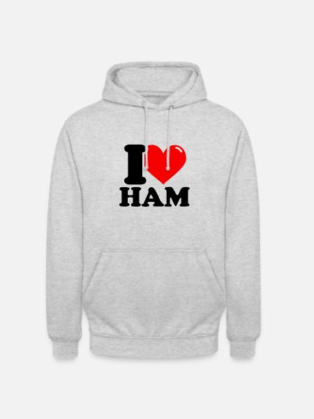 Ich liebe Schinken - Unisex Hoodie - Hellgrau meliert