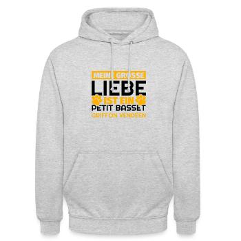 Petit Basset Griffon Vendéen Geschenke lustig - Unisex Hoodie - Hellgrau meliert - Vorne - Alina (178cm) & Michal (187cm)