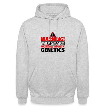 Genetik lustiger Spruch - Unisex Hoodie - Hellgrau meliert - Vorne - Alina (178cm) & Michal (187cm)