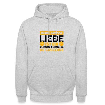 Braque Francais de Gascoine Geschenke lustig - Unisex Hoodie - Hellgrau meliert - Vorne - Alina (178cm) & Michal (187cm)