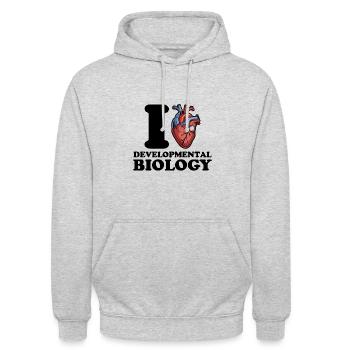 J’adore la biologie du développement - Sweat-shirt à capuche unisexe - gris clair chiné - Devant - Alina (178cm) & Michal (187cm)