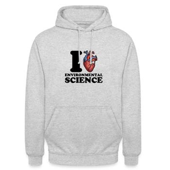 J’adore les sciences de l’environnement - Sweat-shirt à capuche unisexe - gris clair chiné - Devant - Alina (178cm) & Michal (187cm)