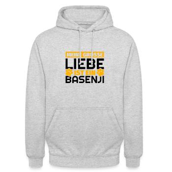 Basenji Geschenke lustig - Unisex Hoodie - Hellgrau meliert - Vorne - Alina (178cm) & Michal (187cm)