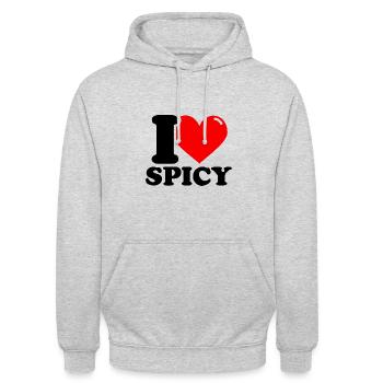 I love spicy - Unisex Hoodie - light heather grey - Front - Alina (178cm) & Michal (187cm)