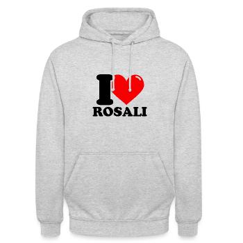I love rosali Vorname - Unisex Hoodie - Hellgrau meliert - Vorne - Alina (178cm) & Michal (187cm)