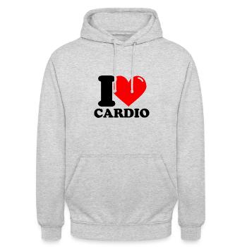 I Love Cardio - Fitness Haltérophilie Drôle - Sweat-shirt à capuche unisexe - gris clair chiné - Devant - Alina (178cm) & Michal (187cm)