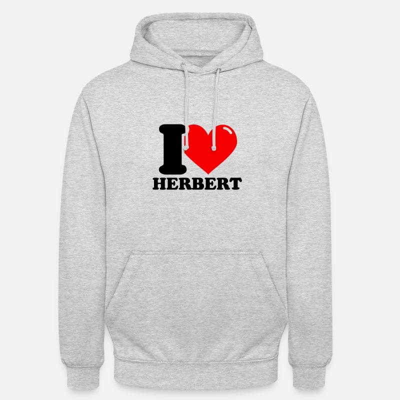 J’aime herbert Prénom - Sweat-shirt à capuche unisexe - gris clair chiné