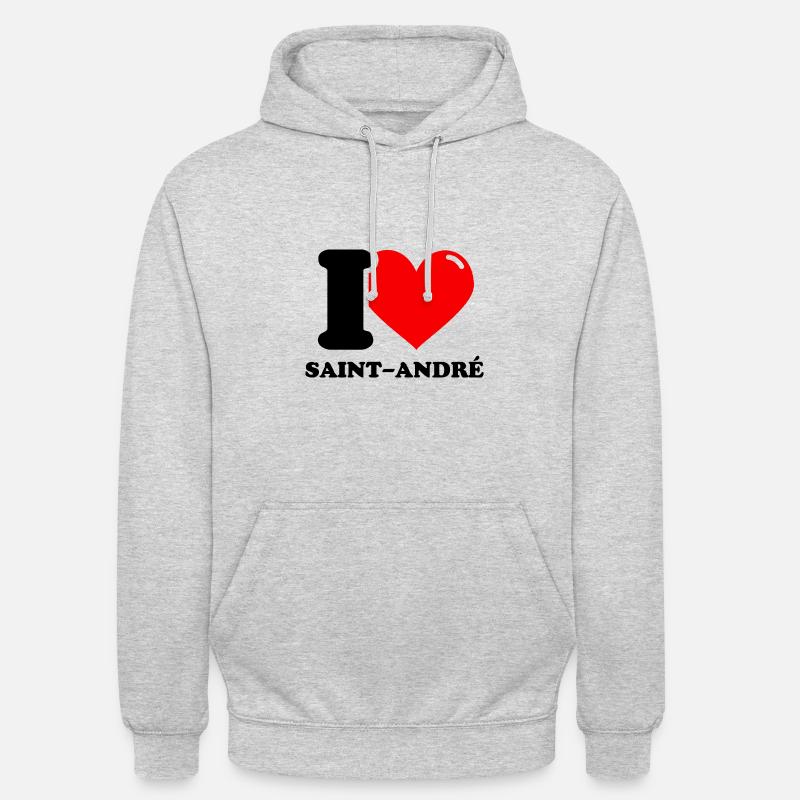 J’aime Saint-André - Sweat-shirt à capuche unisexe - gris clair chiné