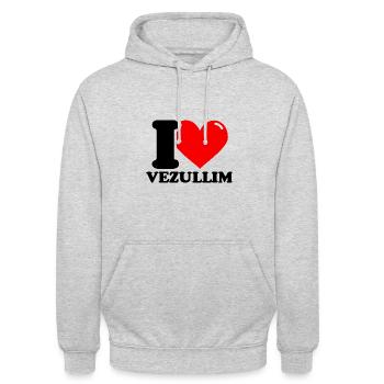 J'adore le prénom vezullim - Sweat-shirt à capuche unisexe - gris clair chiné - Devant - Alina (178cm) & Michal (187cm)