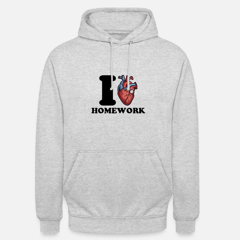 J’adore les devoirs - Sweat-shirt à capuche unisexe - gris clair chiné