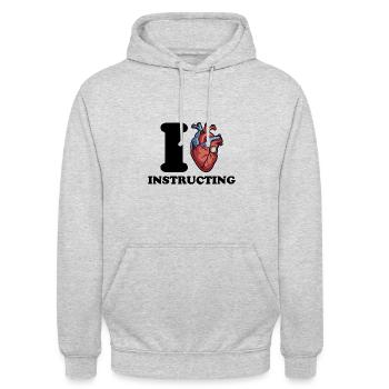 J’aime enseigner - Sweat-shirt à capuche unisexe - gris clair chiné - Devant - Alina (178cm) & Michal (187cm)