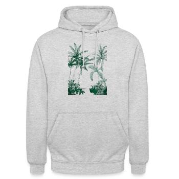 Foret tropical palmiers verts - Sweat-shirt à capuche unisexe - gris clair chiné - Devant - Alina (178cm) & Michal (187cm)
