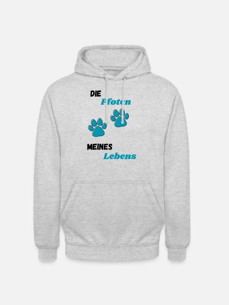 Die Pfoten meines Lebens - Unisex Hoodie - Hellgrau meliert