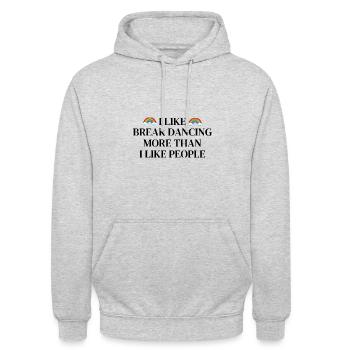 Ich mag Breakdance mehr als Menschen - Unisex Hoodie - Hellgrau meliert - Vorne - Alina (178cm) & Michal (187cm)