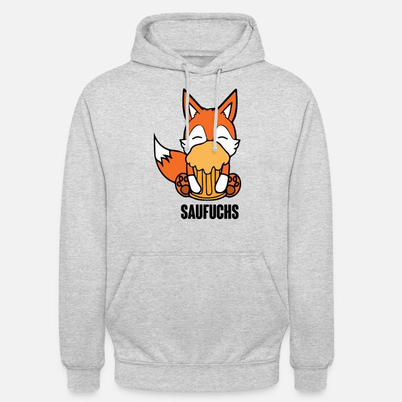 Fuchs Saufuchs Biertrinker Saufen Bier - Unisex Hoodie - Hellgrau meliert