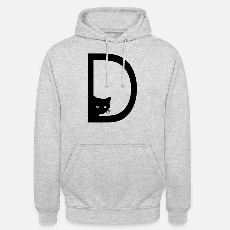Buchstabe D mit Katze - Unisex Hoodie - Hellgrau meliert
