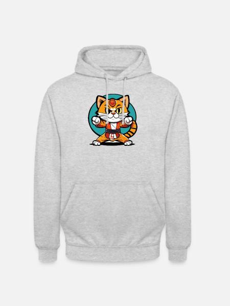 Ninja Cat Karate Kitty - Unisex Hoodie - light heather grey