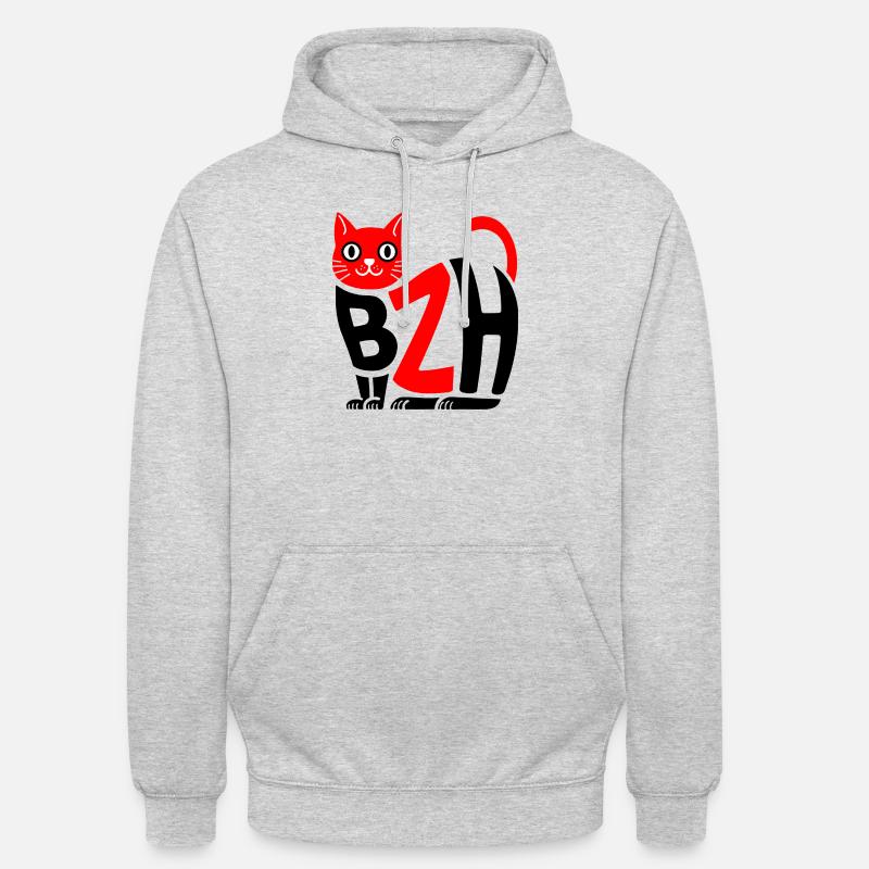 Chat BZH - Sweat-shirt à capuche unisexe - gris clair chiné