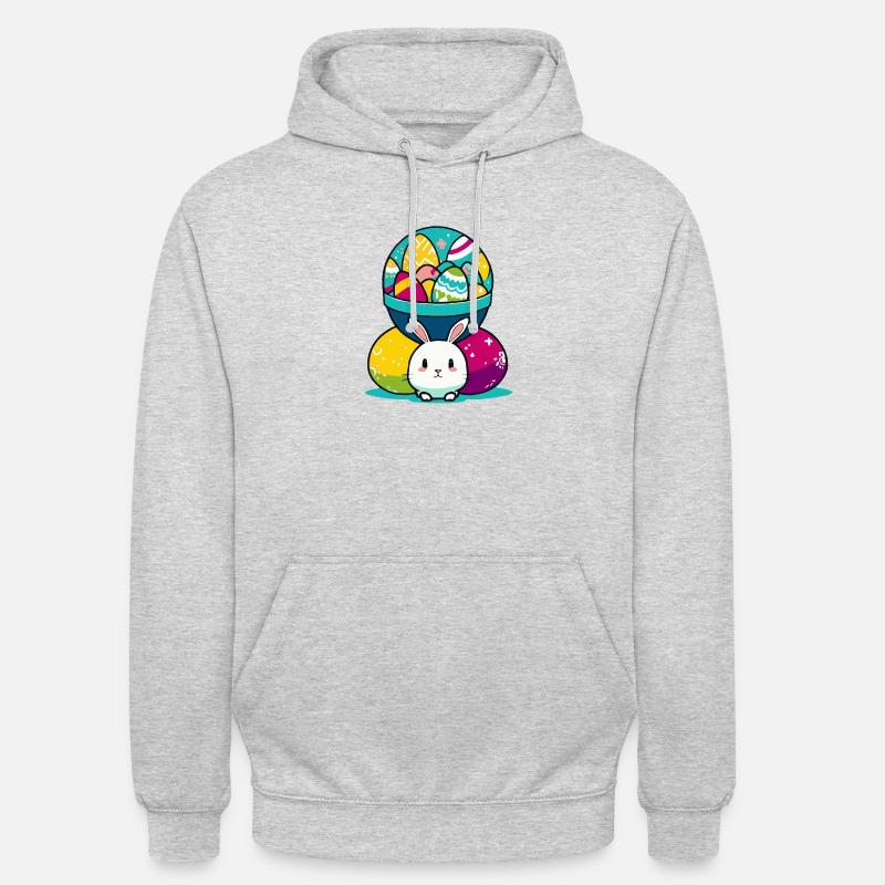 Osterhasen Ei mit Eierkorb - Unisex Hoodie - Hellgrau meliert