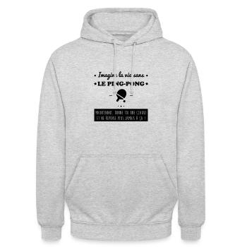 Le ping-pong - Sweat-shirt à capuche unisexe - gris clair chiné - Devant - Alina (178cm) & Michal (187cm)