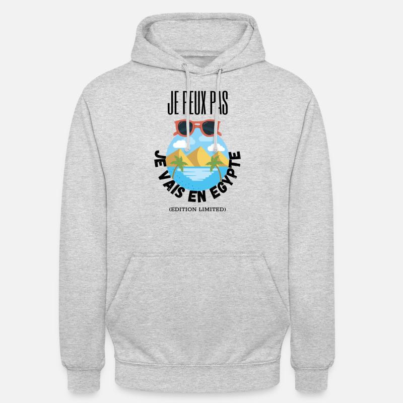 Je peux pas je vais en Egypte - Sweat-shirt à capuche unisexe - gris clair chiné