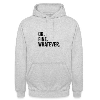 OK Fine Whatever - Unisex Hoodie - Hellgrau meliert - Vorne - Alina (178cm) & Michal (187cm)